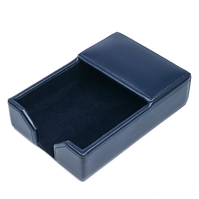 Bonded Navy Blue Leather Memo Holder (4"x6")