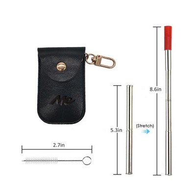 Stainless Steel Telescopic Straws w/PU Case