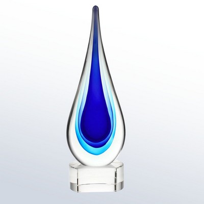 Ocean Teardrop Art Glass Award 12 1/2"H