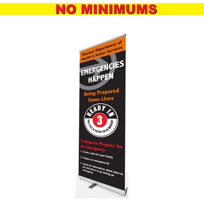 Standem-33-PF Poly Film Retractable Banner - Full Color, No Minimum, Silver Stand