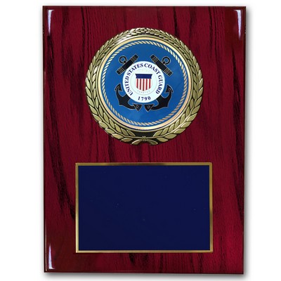 U.S. Coast Guard Plaque w/4" Embossed Medallion (9" x 12")