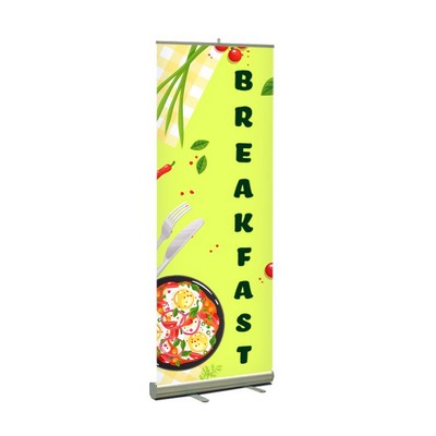 Breakfast Pre Printed Premium Retractable Banner 33" x 80" - Green