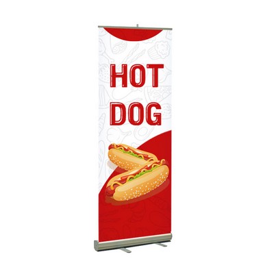 Hot Dog Pre Printed Premium Retractable Banner White 33" x 80"