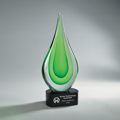 Green Teardrop Art Glass