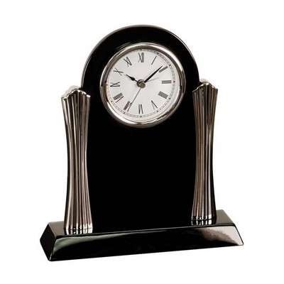 8.25" x 7.5" Black Piano Finish Clock