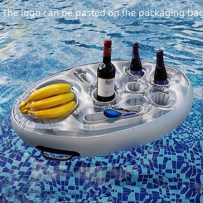 Floating Drink Holder for Pool, Inflatable Porous Dinner Plate Beer Fruit Wine Mobile Phone for Pool