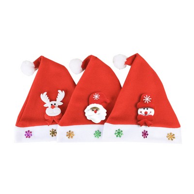 Adult Non-Woven Fabric Santa Claus Hat w/Snowflake Accents