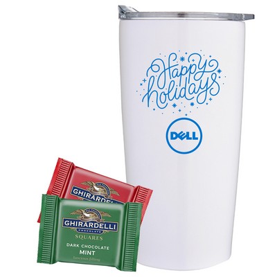 Promo Revolution - 20 Oz. Vacuum Sealed Straight Tumbler Gift Set w/2 Ghirardelli Squares