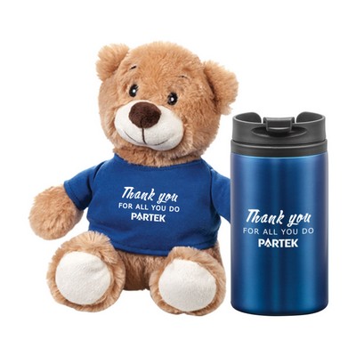 Chester Teddy Bear/Tumbler Gift Set - Blue