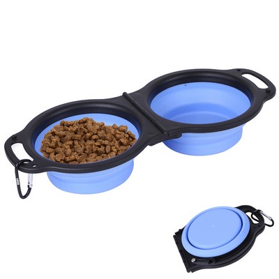 Foldable Stretchable Dual Pet Treat Bowl Food Tray