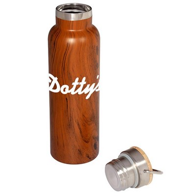 20 oz. Woodgrain Vacuum Bottle with Bamboo Lid