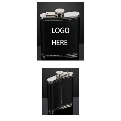 8 OZ. Leather Stainless Steel Hip Flask