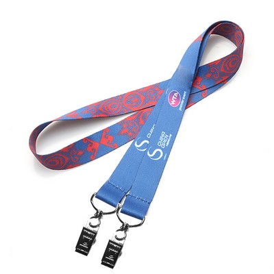 3/4" Double ended Full Color Lanyards with Bulldog clip