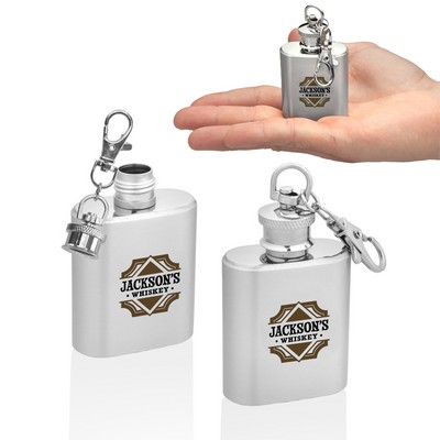 1 oz. Little Nipper Keychain Hip Flask (2 Color Imprint)