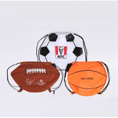 Football Basket Ball Shape Drawstring Backpack