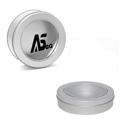 Round Tin Containers with Clear Top Window