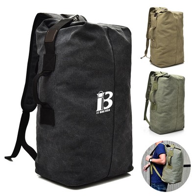 Duffel Bag Top Load Double Strap Canvas Backpack