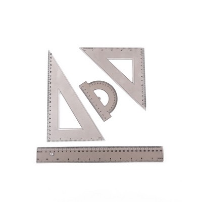 4 Pieces Ruler Set Includes 12 Inch Straight Ruler Triangle Ruler and Protractor