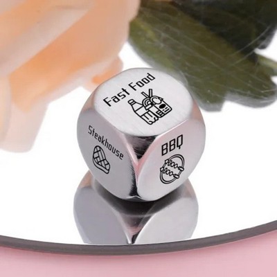 1 Pcs Fun Creative Food Decision Dice Game Unique Stainless Steel Dice