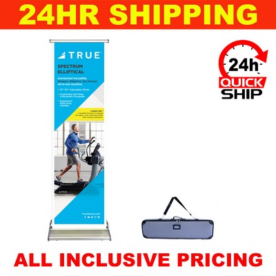 24HR Quickship-Superior Retractable Banner - 24" Silver Base. Full Color, No Minimum