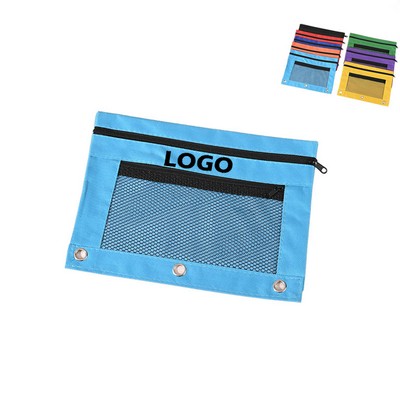 3 Ring Binder Pencil Pouch with Zipper