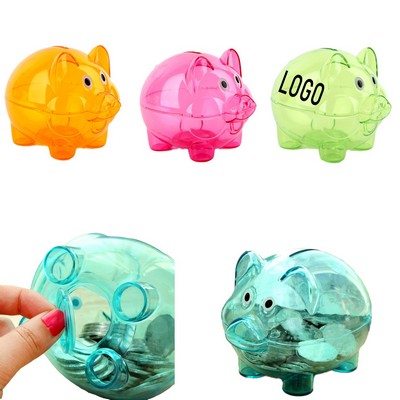 Transparent Plastic Small Pig Coin Bank