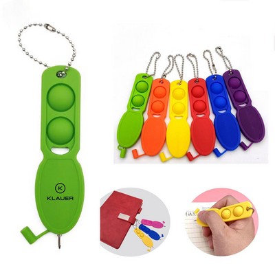 Push Pop Ballpoint Pen with Keychain