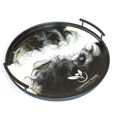 Black Metal Round Tray - Onyx