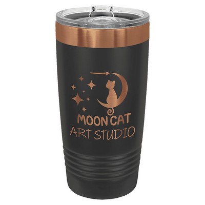 Polar Camel 20 oz. Black/Rose Gold ION-Plated Ringneck Tumbler with Slider Lid